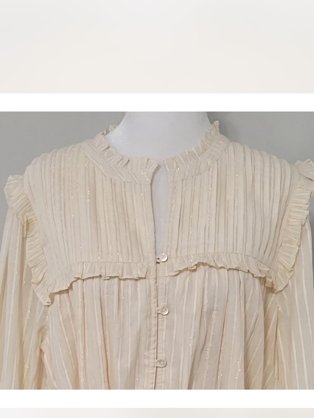 Cleobella Celine Mini Dress XL Ivory Organic Cotton Lurex Boho Prairie Western - Picture 3 of 9